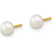 14K Yellow Gold Pearl Jewelry Set with Freshwater Cultured Pearls - Necklace 14", Bracelet 5", Earrings with Post Closure by Oro Pregiato