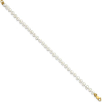 14K Yellow Gold Pearl Jewelry Set with Freshwater Cultured Pearls - Necklace 14", Bracelet 5", Earrings with Post Closure by Oro Pregiato