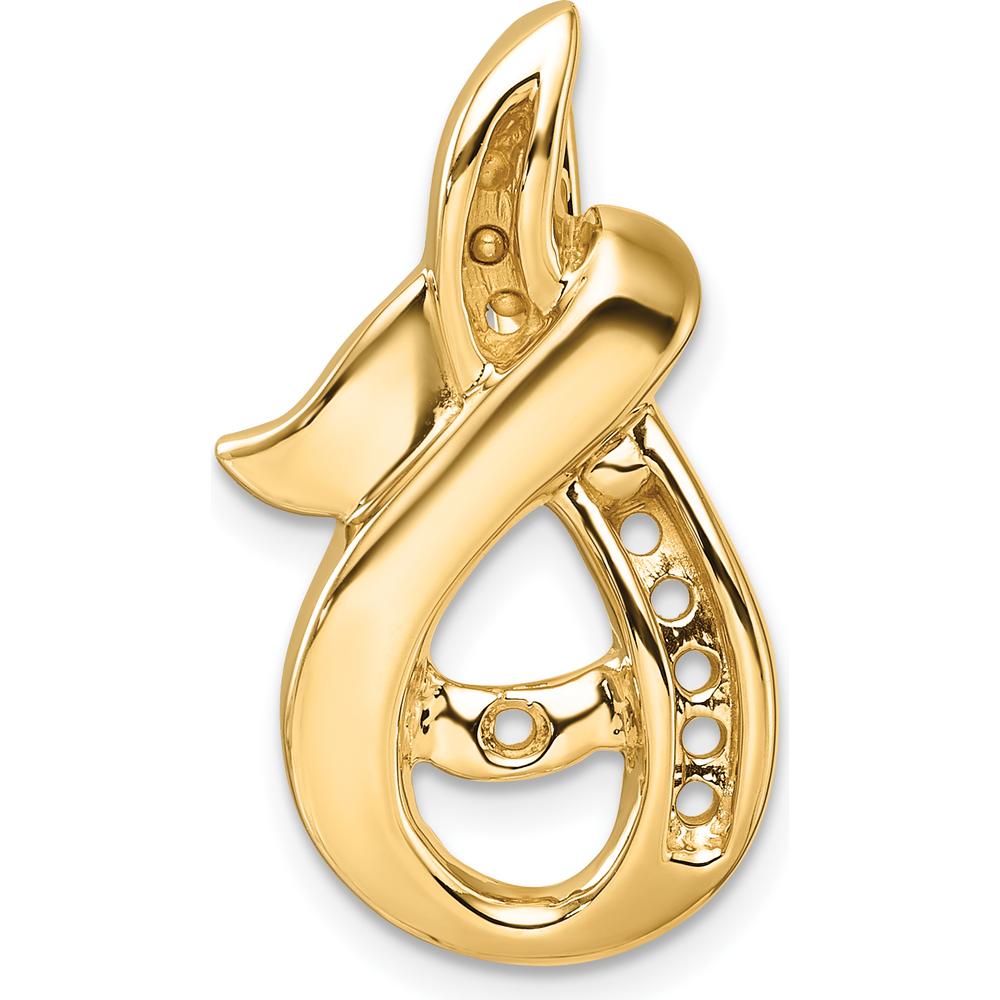 14K Yellow Gold Peg-Set and Channel Diamond Slide Pendant Mounting for Omega - Fits 6mm and 8mm Omega by Oro Pregiato