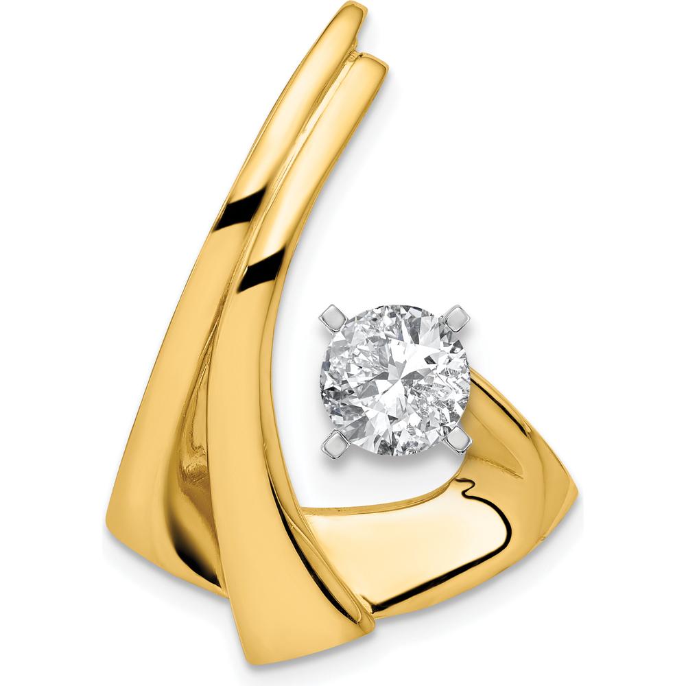 14K Yellow Gold Peg-Set Diamond Slide Mounting for 2mm Regular & 6mm Fancy Omega Chains by Oro Pregiato