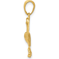 14K Yellow Gold Pelican Pendant with Textured Detailing - Solid Casted Charm by Oro Pregiato