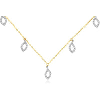 14K Yellow Gold Pendant Necklace with Diamond Leaf Design - 0.80 Carats Total Diamond Weight