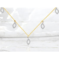 14K Yellow Gold Pendant Necklace with Diamond Leaf Design - 0.80 Carats Total Diamond Weight