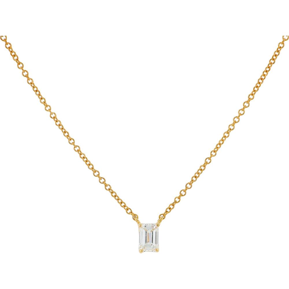 14K Yellow Gold Pendant with 0.33 Carat Lab Grown Emerald Cut Diamond