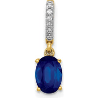 14K Yellow Gold Pendant with 1.04 Carat Oval Sapphire and Diamond Accents by Monteluci Fine Jewelry