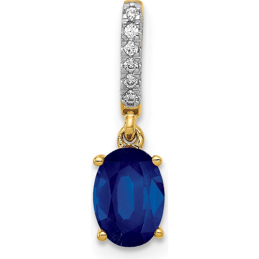 14K Yellow Gold Pendant with 1.04 Carat Oval Sapphire and Diamond Accents by Monteluci Fine Jewelry