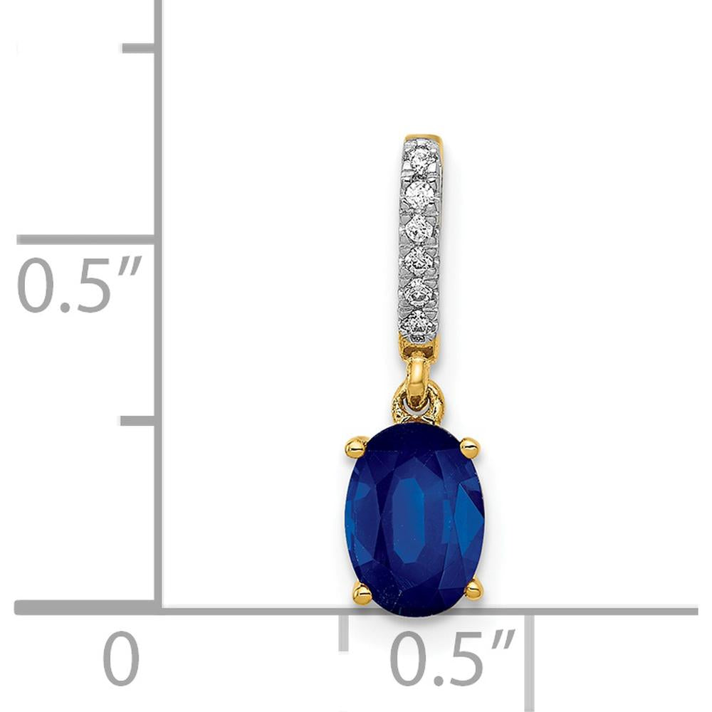 14K Yellow Gold Pendant with 1.04 Carat Oval Sapphire and Diamond Accents by Monteluci Fine Jewelry