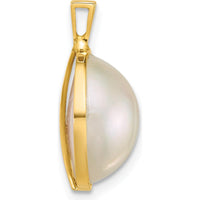 14K Yellow Gold Pendant with 12-13mm White Round Saltwater Cultured Mabe Pearl by Monteluci Fine Jewelry
