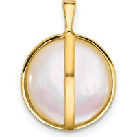 14K Yellow Gold Pendant with 12-13mm White Round Saltwater Cultured Mabe Pearl by Monteluci Fine Jewelry