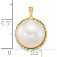 14K Yellow Gold Pendant with 12-13mm White Round Saltwater Cultured Mabe Pearl by Monteluci Fine Jewelry