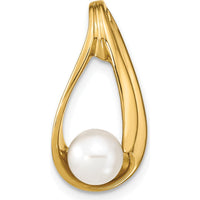 14K Yellow Gold Pendant with 6-7mm Near Round White Freshwater Cultured Pearl - Fits Omega Chains by Monteluci Fine Jewelry