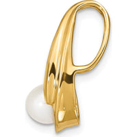 14K Yellow Gold Pendant with 6-7mm Near Round White Freshwater Cultured Pearl - Fits Omega Chains by Monteluci Fine Jewelry