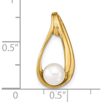 14K Yellow Gold Pendant with 6-7mm Near Round White Freshwater Cultured Pearl - Fits Omega Chains by Monteluci Fine Jewelry