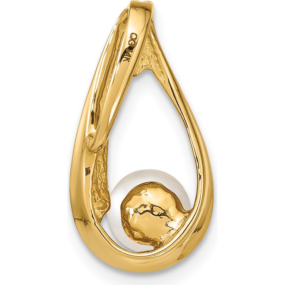 14K Yellow Gold Pendant with 6-7mm Near Round White Freshwater Cultured Pearl - Fits Omega Chains by Monteluci Fine Jewelry