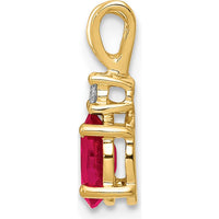 14K Yellow Gold Pendant with 6x4mm Oval Ruby and AA Diamond - 0.6 Carat Ruby, 0.02 Carat Diamond by Monteluci Fine Jewelry