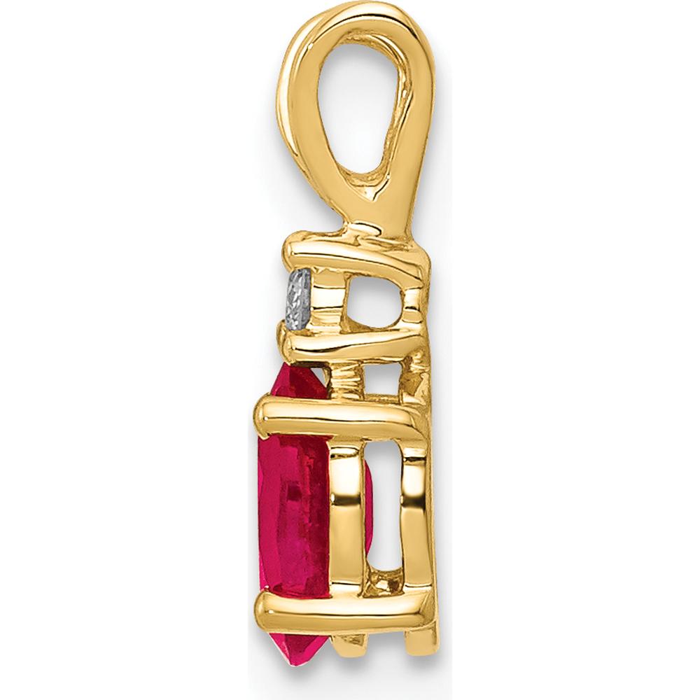 14K Yellow Gold Pendant with 6x4mm Oval Ruby and AA Diamond - 0.6 Carat Ruby, 0.02 Carat Diamond by Monteluci Fine Jewelry