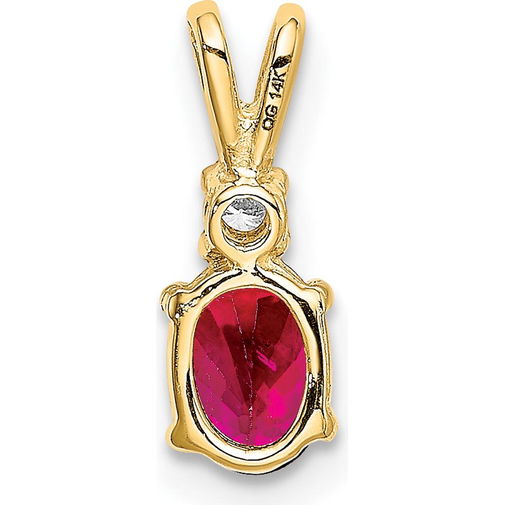 14K Yellow Gold Pendant with 6x4mm Oval Ruby and AA Diamond - 0.6 Carat Ruby, 0.02 Carat Diamond by Monteluci Fine Jewelry