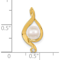 14K Yellow Gold Pendant with Freshwater Pearl and AA Diamond - 0.015 Carat Diamond Weight by Monteluci Fine Jewelry