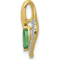 14K Yellow Gold Pendant with Marquise Emerald and Round Diamonds - 0.22 Carat Total Emerald Weight, 0.02 Carat Total Diamond Weight by Lumare Gioia