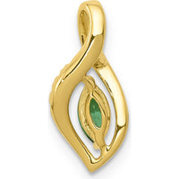 14K Yellow Gold Pendant with Marquise Emerald and Round Diamonds - 0.22 Carat Total Emerald Weight, 0.02 Carat Total Diamond Weight by Lumare Gioia