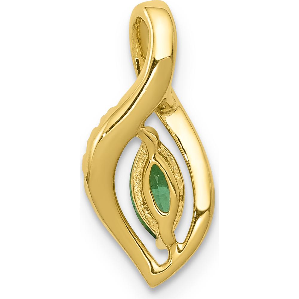 14K Yellow Gold Pendant with Marquise Emerald and Round Diamonds - 0.22 Carat Total Emerald Weight, 0.02 Carat Total Diamond Weight by Lumare Gioia