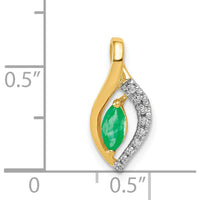 14K Yellow Gold Pendant with Marquise Emerald and Round Diamonds - 0.22 Carat Total Emerald Weight, 0.02 Carat Total Diamond Weight by Lumare Gioia