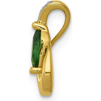 14K Yellow Gold Pendant with Marquise Emerald and Round Diamonds - 0.23 Carat Emerald, 0.026 Carat Total Diamond Weight by Lumare Gioia