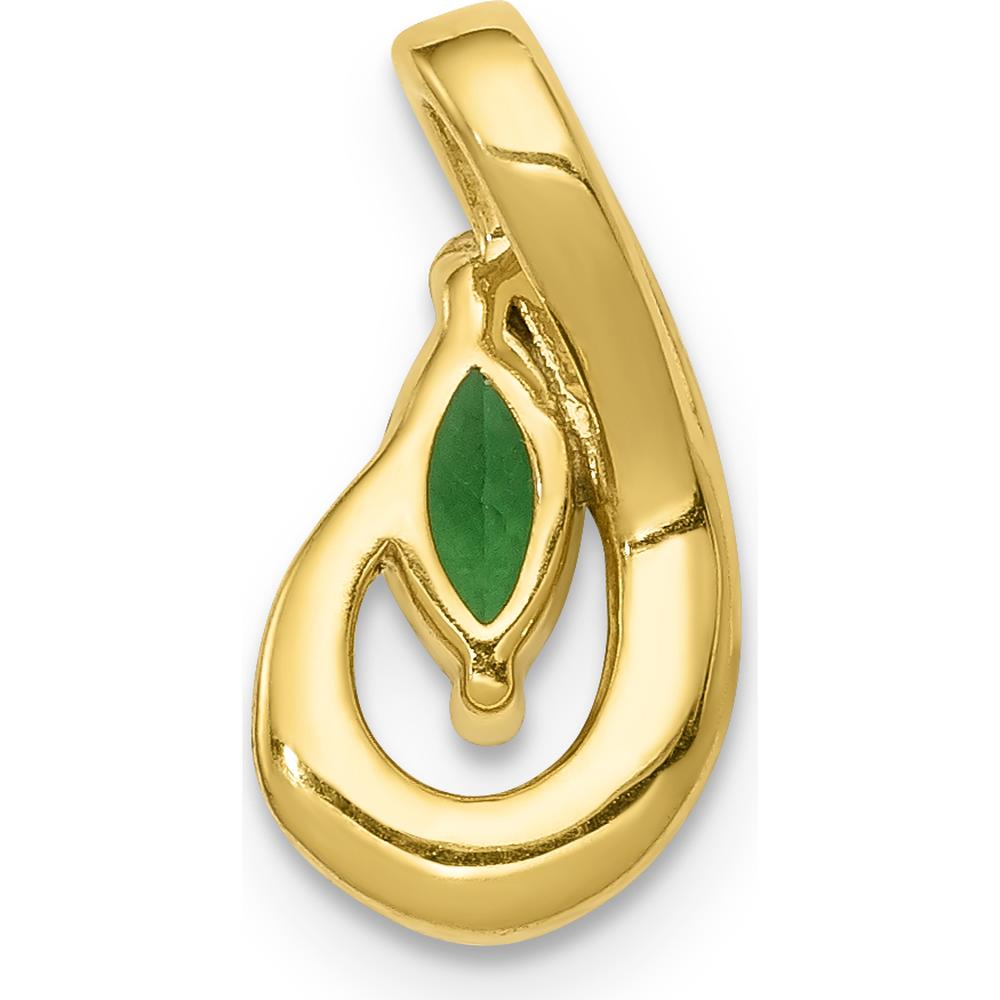 14K Yellow Gold Pendant with Marquise Emerald and Round Diamonds - 0.23 Carat Emerald, 0.026 Carat Total Diamond Weight by Lumare Gioia