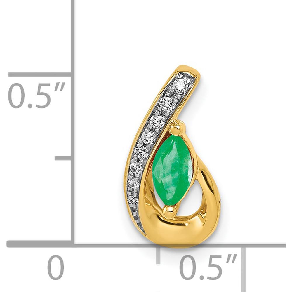 14K Yellow Gold Pendant with Marquise Emerald and Round Diamonds - 0.23 Carat Emerald, 0.026 Carat Total Diamond Weight by Lumare Gioia