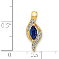 14K Yellow Gold Pendant with Marquise Sapphire and Round Diamond Accent - 0.29 Carat Sapphire, 0.01 Carat Total Diamond Weight by Lumare Gioia