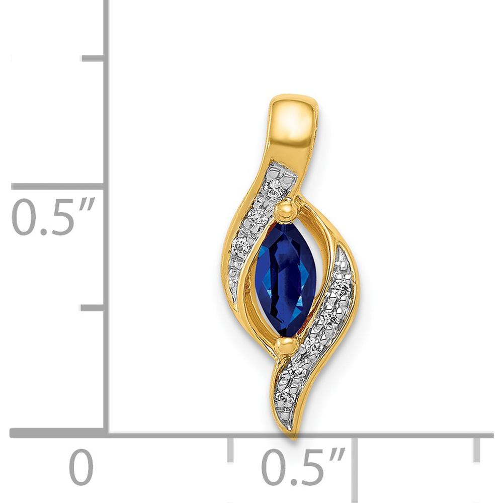 14K Yellow Gold Pendant with Marquise Sapphire and Round Diamond Accent - 0.29 Carat Sapphire, 0.01 Carat Total Diamond Weight by Lumare Gioia