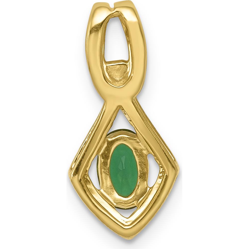 14K Yellow Gold Pendant with Oval Emerald and Round Diamond Halo - 0.42 Carat Emerald, 0.005 Carat Diamond by Lumare Gioia