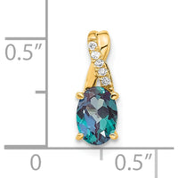 14K Yellow Gold Pendant with Oval Lab-Created Alexandrite and Round Diamond Accents - 0.725 Carat Alexandrite Weight by Oro Pregiato