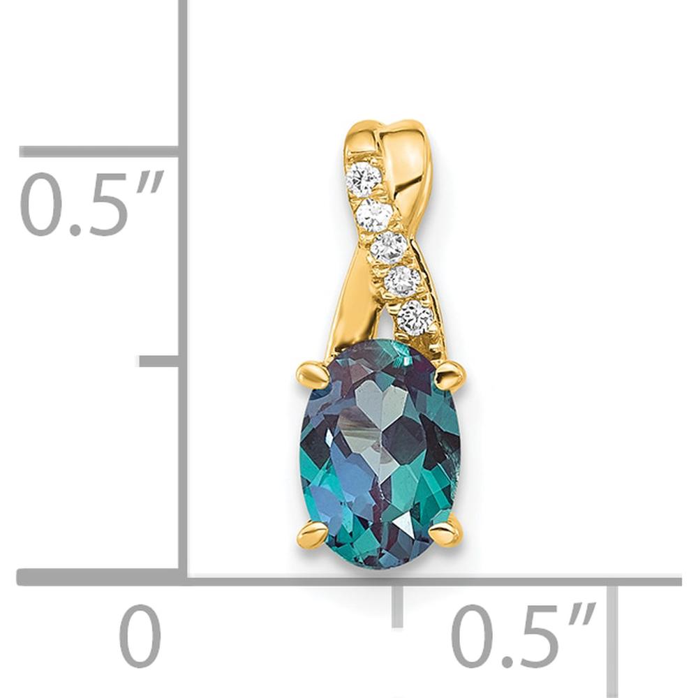 14K Yellow Gold Pendant with Oval Lab-Created Alexandrite and Round Diamond Accents - 0.725 Carat Alexandrite Weight by Oro Pregiato