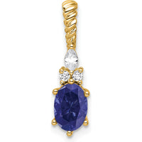 14K Yellow Gold Pendant with Oval Lab Created Sapphire and Round Diamonds - 1.01 Carat Total Diamond Weight by Oro Pregiato