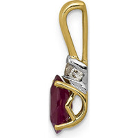 14K Yellow Gold Pendant with Oval Ruby and Diamond Accents - 0.66 Carat Ruby, 0.015 Carat Diamonds by Lumare Gioia