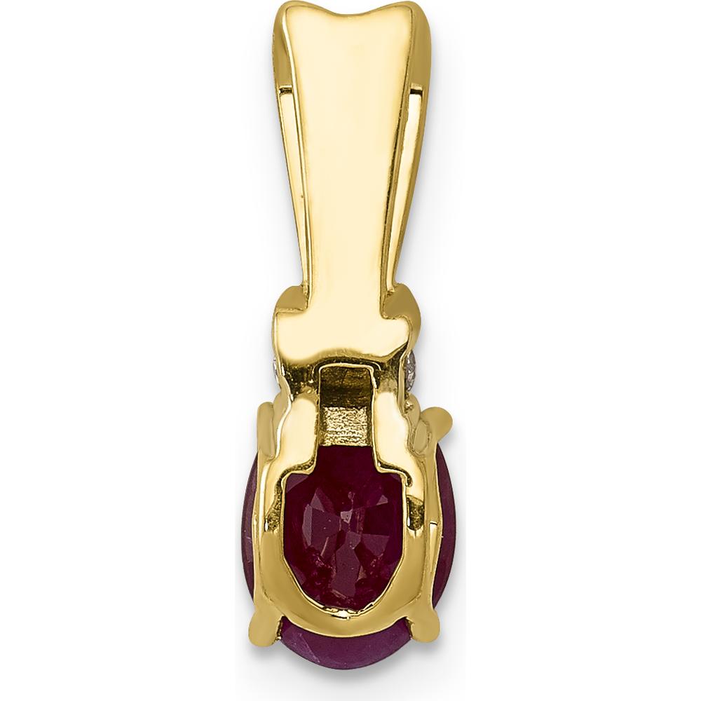 14K Yellow Gold Pendant with Oval Ruby and Diamond Accents - 0.66 Carat Ruby, 0.015 Carat Diamonds by Lumare Gioia