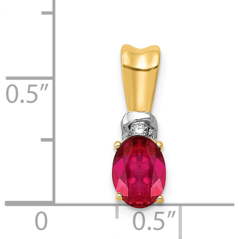 14K Yellow Gold Pendant with Oval Ruby and Diamond Accents - 0.66 Carat Ruby, 0.015 Carat Diamonds by Lumare Gioia