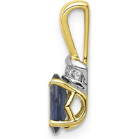 14K Yellow Gold Pendant with Oval Sapphire and Round Diamond Accents - 0.66 Carat Sapphire, 0.045 Carat Total Diamond Weight by Lumare Gioia