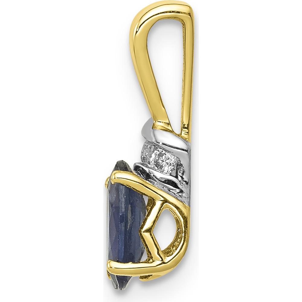 14K Yellow Gold Pendant with Oval Sapphire and Round Diamond Accents - 0.66 Carat Sapphire, 0.045 Carat Total Diamond Weight by Lumare Gioia