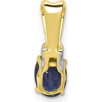 14K Yellow Gold Pendant with Oval Sapphire and Round Diamond Accents - 0.66 Carat Sapphire, 0.045 Carat Total Diamond Weight by Lumare Gioia