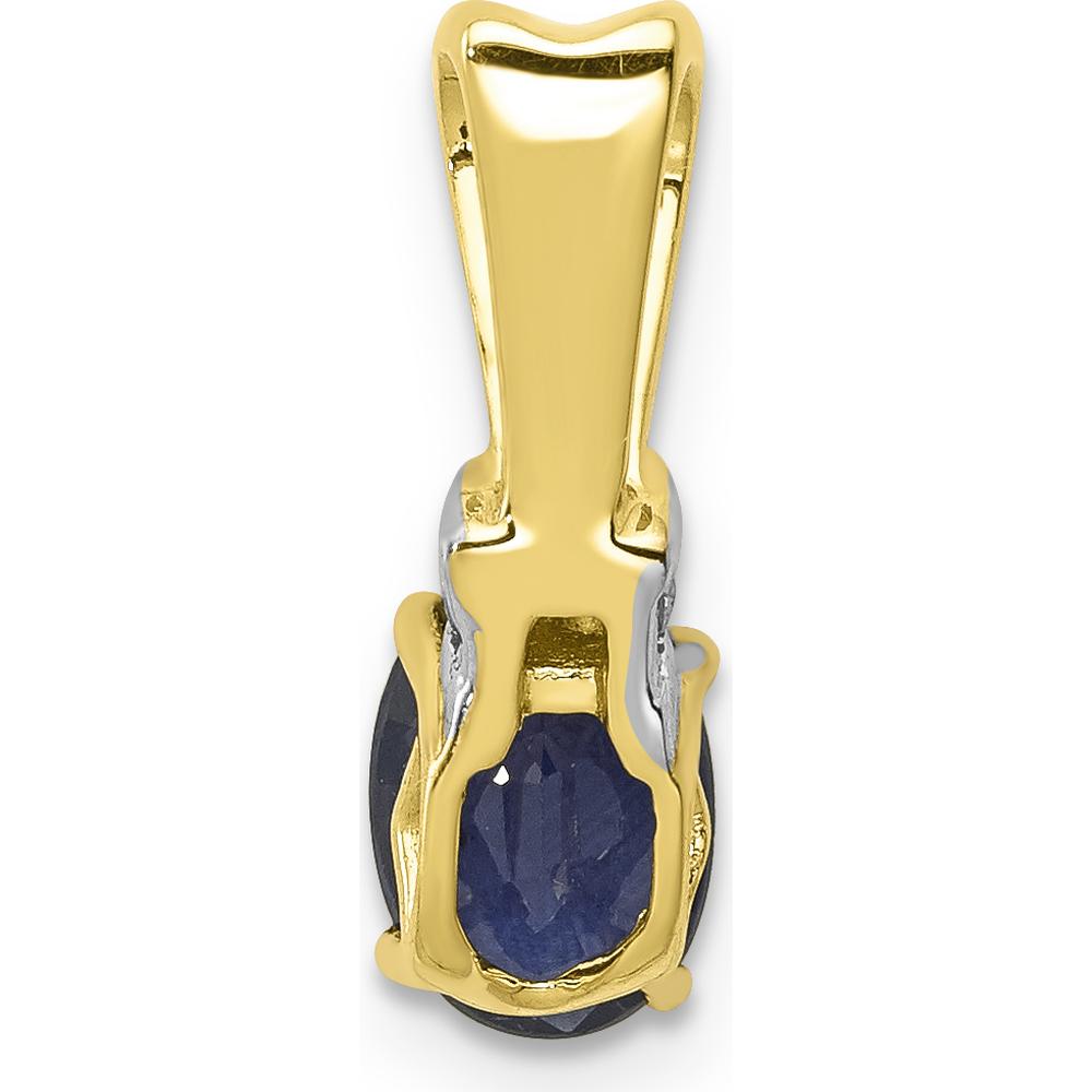 14K Yellow Gold Pendant with Oval Sapphire and Round Diamond Accents - 0.66 Carat Sapphire, 0.045 Carat Total Diamond Weight by Lumare Gioia