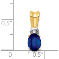 14K Yellow Gold Pendant with Oval Sapphire and Round Diamond Accents - 0.66 Carat Sapphire, 0.045 Carat Total Diamond Weight by Lumare Gioia