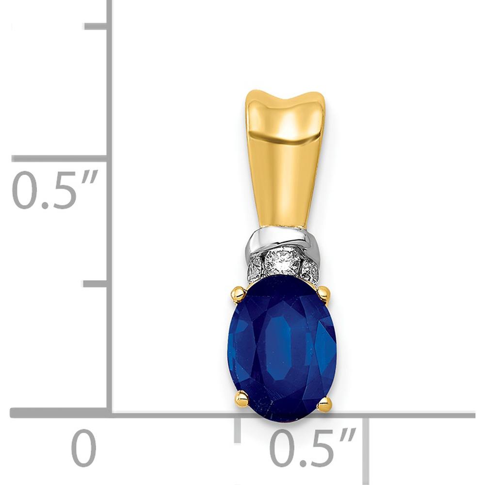 14K Yellow Gold Pendant with Oval Sapphire and Round Diamond Accents - 0.66 Carat Sapphire, 0.045 Carat Total Diamond Weight by Lumare Gioia