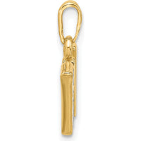 14K Yellow Gold Pendant with Rhodium Accents and Round Diamond "W" Initial Charm - 0.01 Carat Diamond Weight by Oro Pregiato