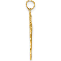 14K Yellow Gold Pendant with Two Jumping Dolphins Motif by Oro Pregiato