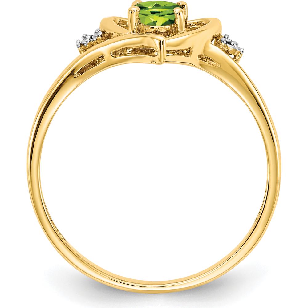 14K Yellow Gold Peridot and Diamond Heart Ring with 0.45 Carat Oval Peridot and 2 Round Diamonds by Oro Pregiato