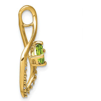 14K Yellow Gold Peridot and Diamond Leaf Pendant - 0.65 Carat Peridot, 0.032 Carat Total Diamond Weight by Lumare Gioia