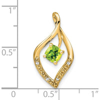 14K Yellow Gold Peridot and Diamond Leaf Pendant - 0.65 Carat Peridot, 0.032 Carat Total Diamond Weight by Lumare Gioia