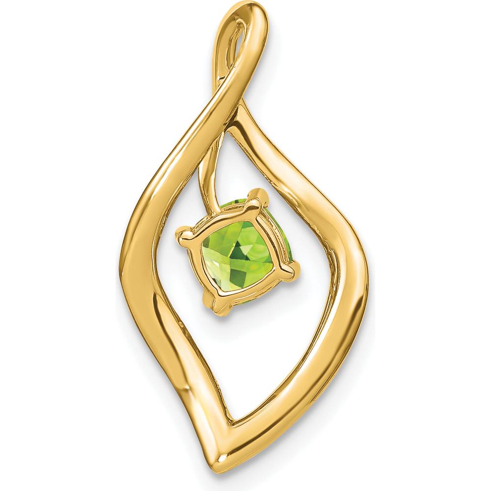 14K Yellow Gold Peridot and Diamond Leaf Pendant - 0.65 Carat Peridot, 0.032 Carat Total Diamond Weight by Lumare Gioia